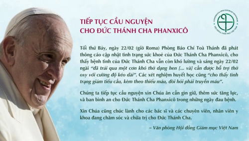 Tiếp tục cầu nguyện cho Đức Thánh Cha Phanxicô