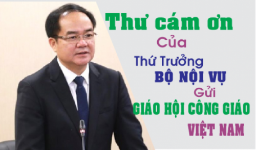 Thư cám ơn của Thứ trưởng Bộ nội vụ gửi tới Giáo hội Công giáo Việt Nam